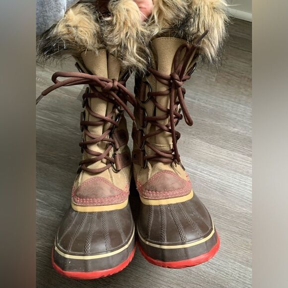 Sorel Joan Of Arctic Boots Eskimo Waterproof Boots Tall Thick Warm Brown Pink 8 - Picture 9 of 14